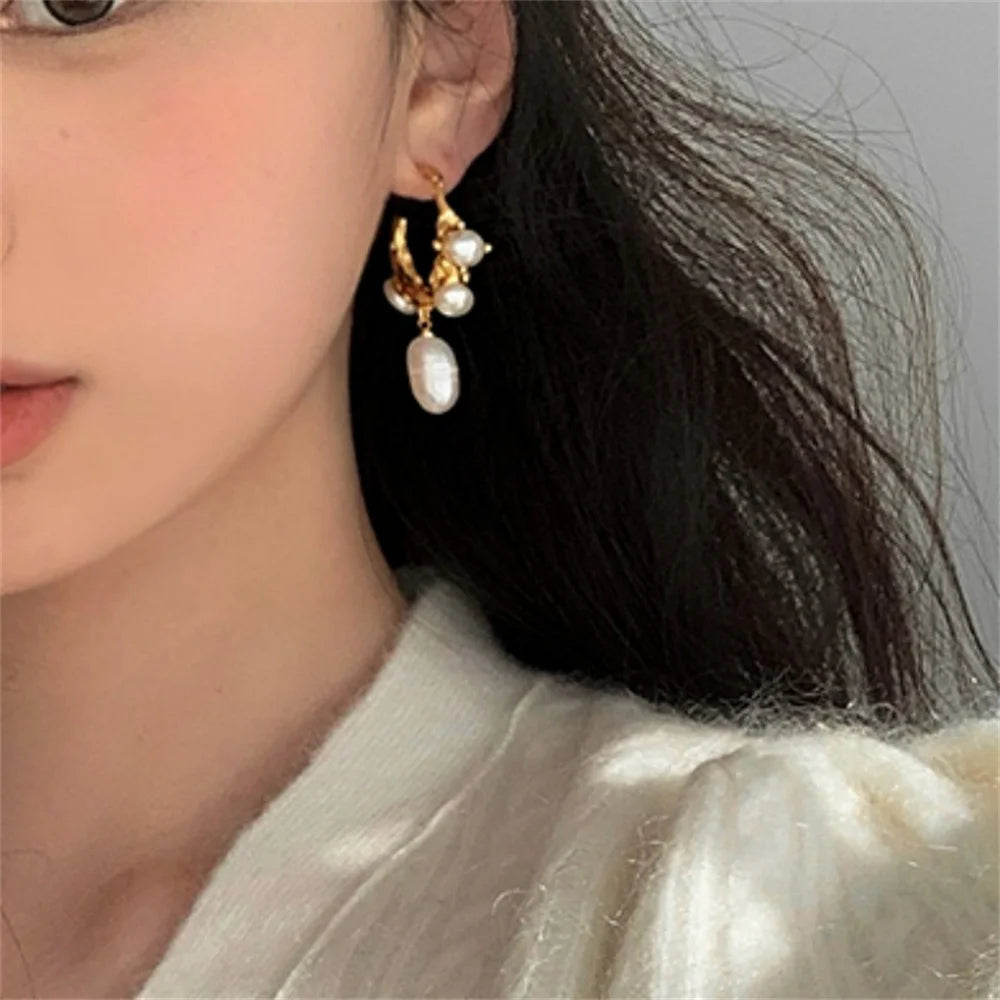 Pearl Stud Earrings, Gold Color  Earrings For Women