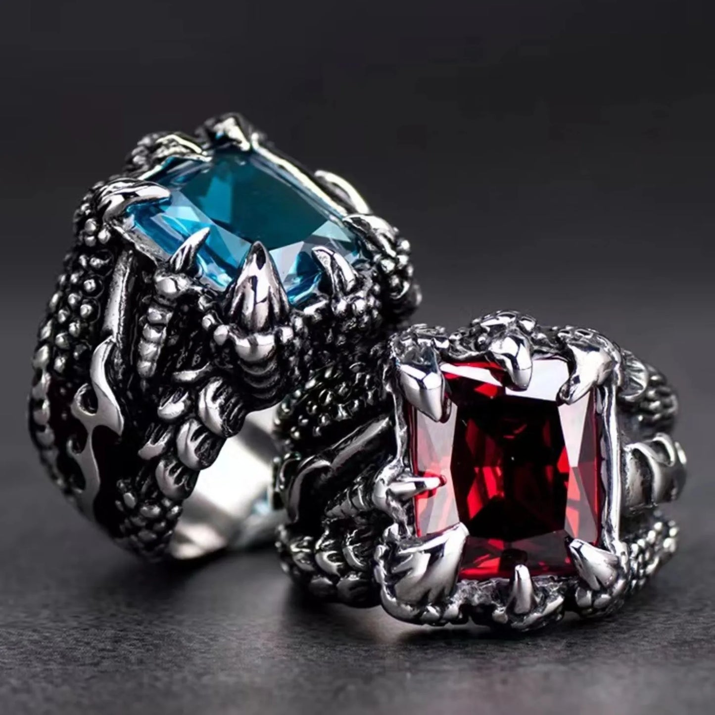 Red Crystal Dragon  Men Ring