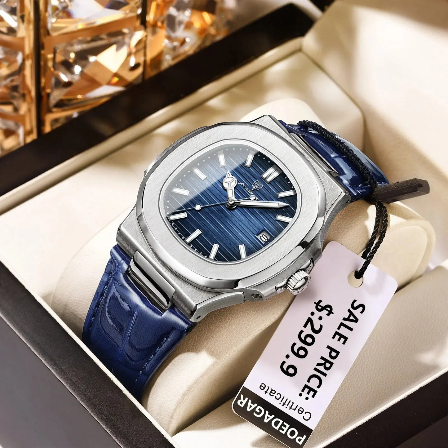 Luxury Square Man Watch, Waterproof Watch