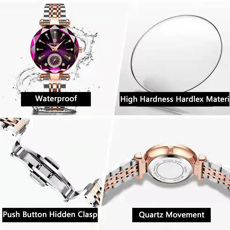 Luxury Elegant Ladies Wristwatch Waterproof Stainless Steel Watch for Woman